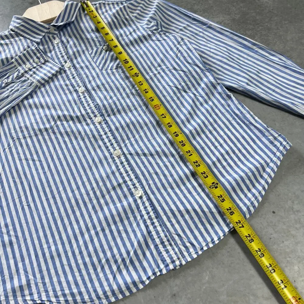 American Eagle Oxford Striped Shirt Womens Size XL Favorite Fit Blue Long Sleeve